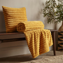 Load image into Gallery viewer, Cosy Ribbed Throw - Mustard

