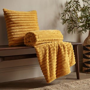 Cosy Ribbed Throw - Mustard