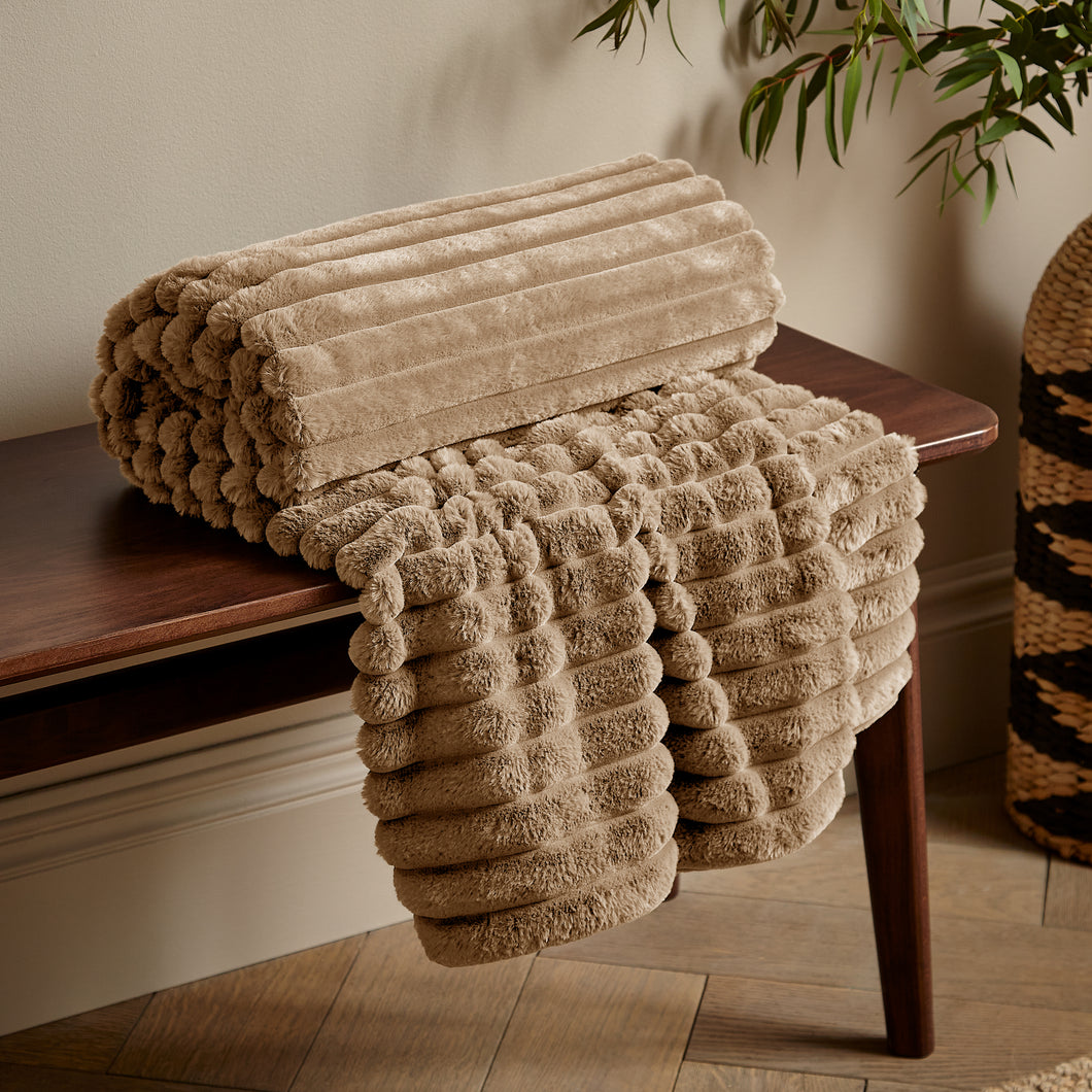 Cosy Ribbed Throw - Natural