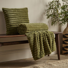 Load image into Gallery viewer, Cosy Ribbed Throw - Olive Green
