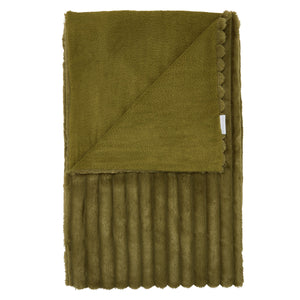 Cosy Ribbed Throw - Olive Green