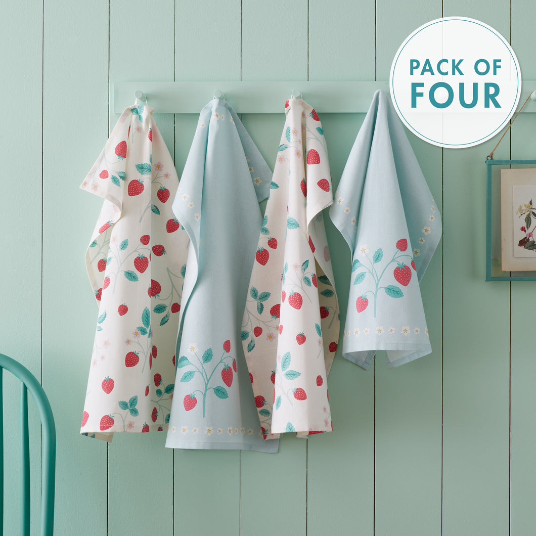 Strawberry Garden Tea Towel Pack of 4