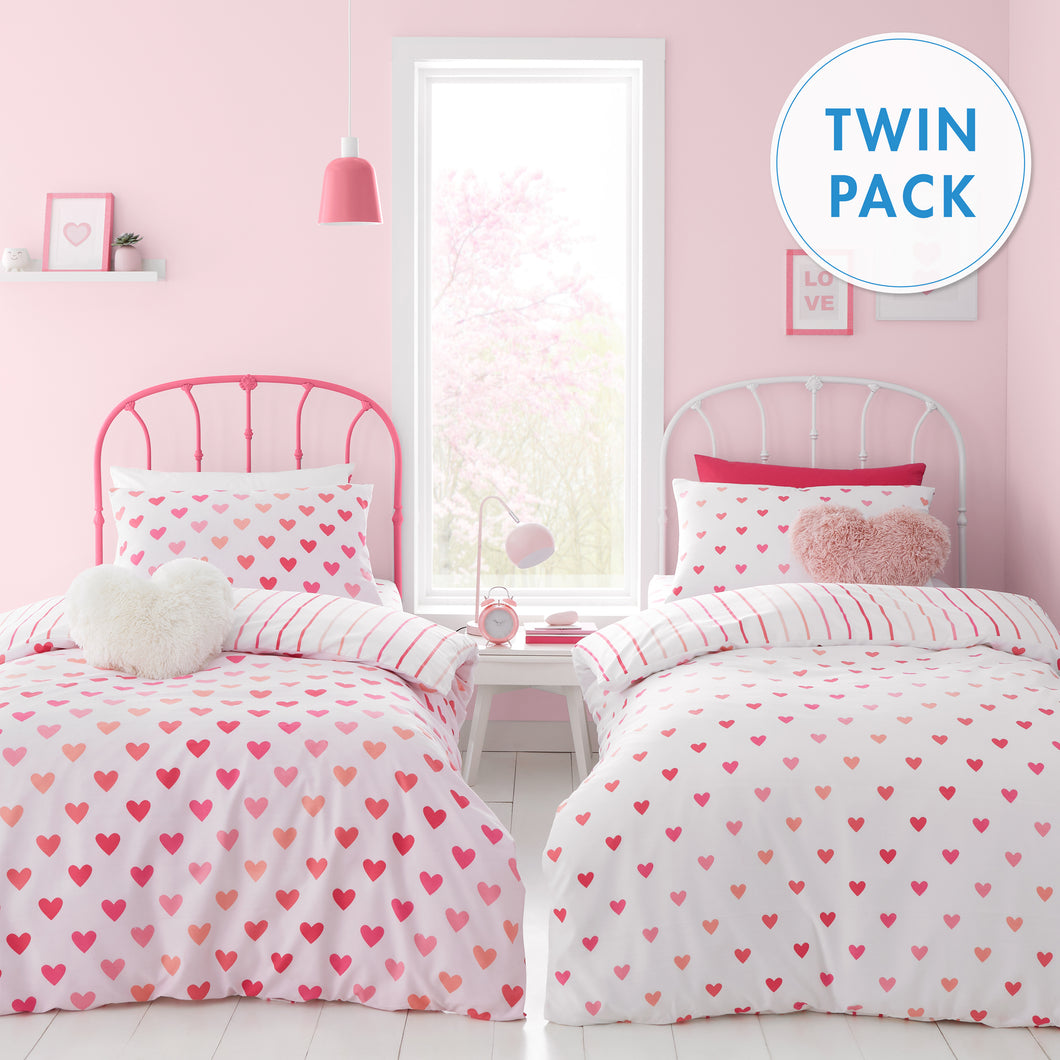 Hearts and Stripes Duvet Set (Twin pack)