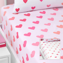 Load image into Gallery viewer, Hearts and Stripes Fitted Sheet
