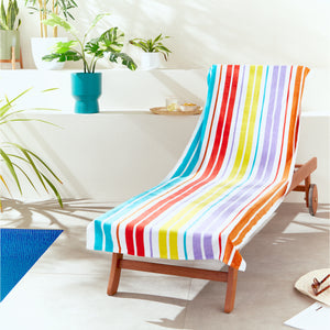Rainbow Stripe Beach Lounger Towel
