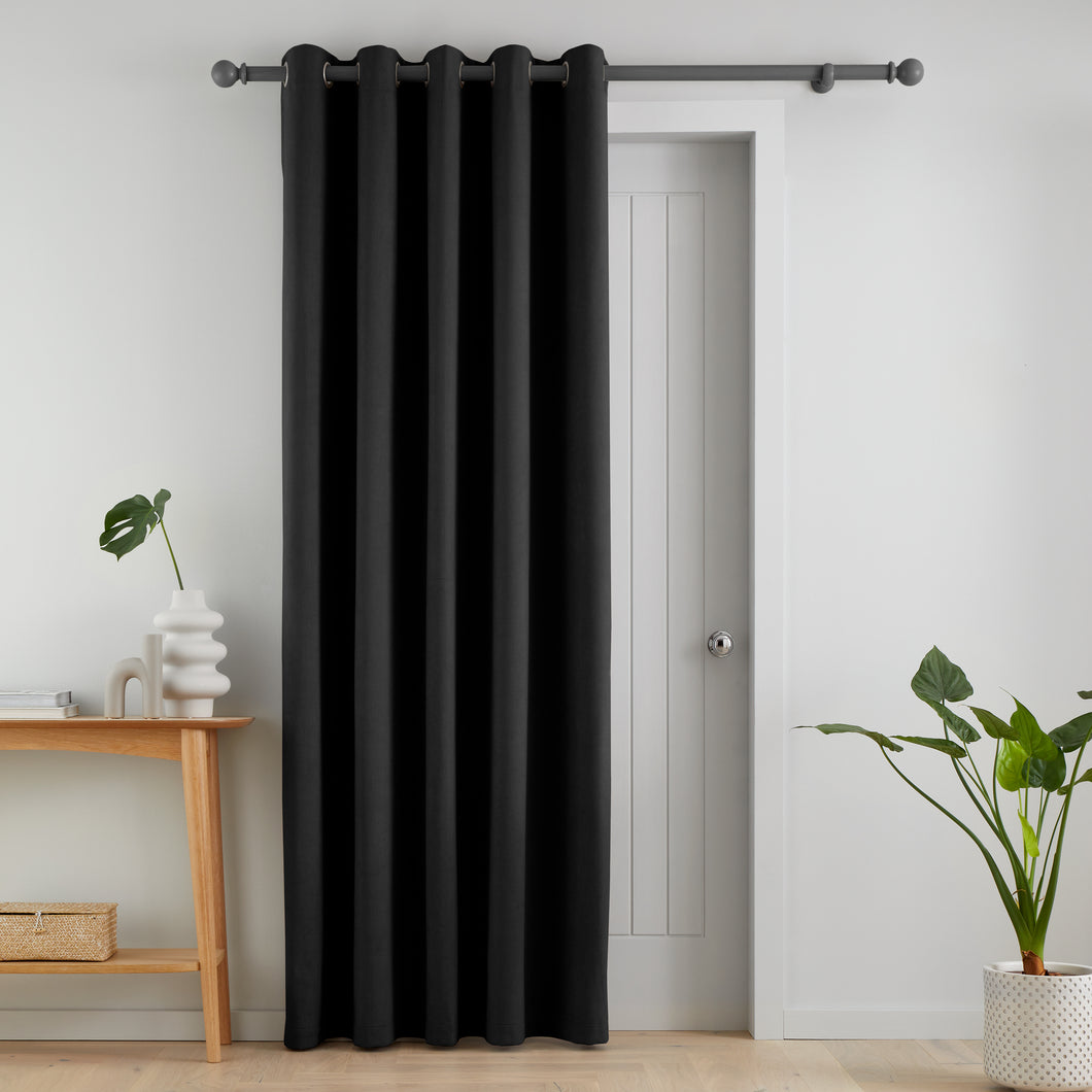 Wilson Blackout Thermal Door Curtain - Black