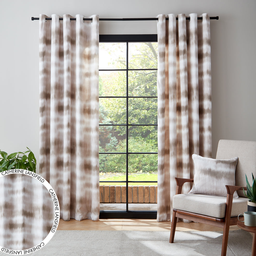 Ombre Texture Eyelet Curtains - Natural