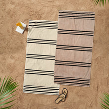 Load image into Gallery viewer, Banded Stripe Beach Towel Pair - Cream/Natural
