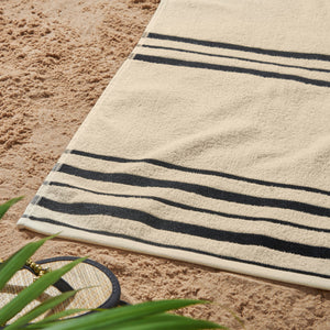 Banded Stripe Beach Towel Pair - Cream/Natural