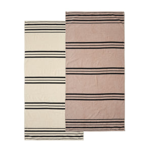Banded Stripe Beach Towel Pair - Cream/Natural