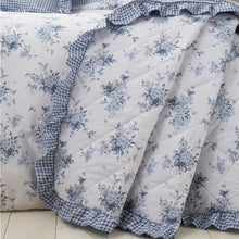 Load image into Gallery viewer, Lucie Blue Floral Frill Bedspread
