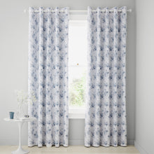 Load image into Gallery viewer, Lucie Blue Floral Frill Eyelet Curtains
