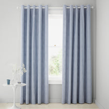 Load image into Gallery viewer, Lucie Blue Floral Frill Eyelet Curtains
