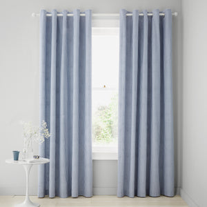 Lucie Blue Floral Frill Eyelet Curtains
