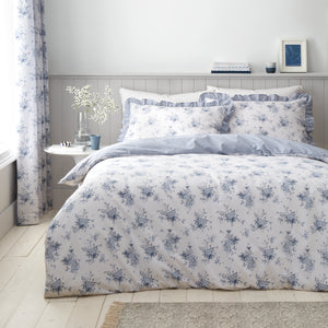 Lucie Blue Floral Frill Duvet Set