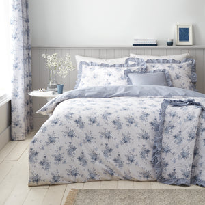 Lucie Blue Floral Frill Duvet Set