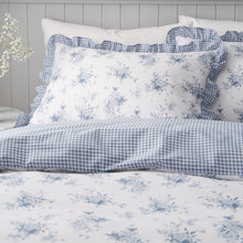 Load image into Gallery viewer, Lucie Blue Floral Frill Duvet Set
