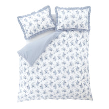 Load image into Gallery viewer, Lucie Blue Floral Frill Duvet Set
