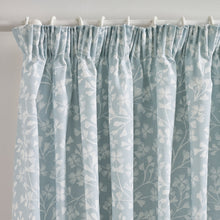 Load image into Gallery viewer, Brooke Floral Pencil Pleat Curtain Pair - Duck Egg

