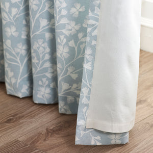 Brooke Floral Pencil Pleat Curtain Pair - Duck Egg