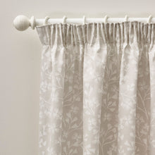 Load image into Gallery viewer, Brooke Floral Pencil Pleat Curtain Pair - Natural
