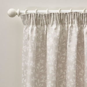 Brooke Floral Pencil Pleat Curtain Pair - Natural