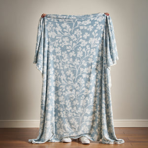 Brooke Floral Throw - Duck Egg Blue