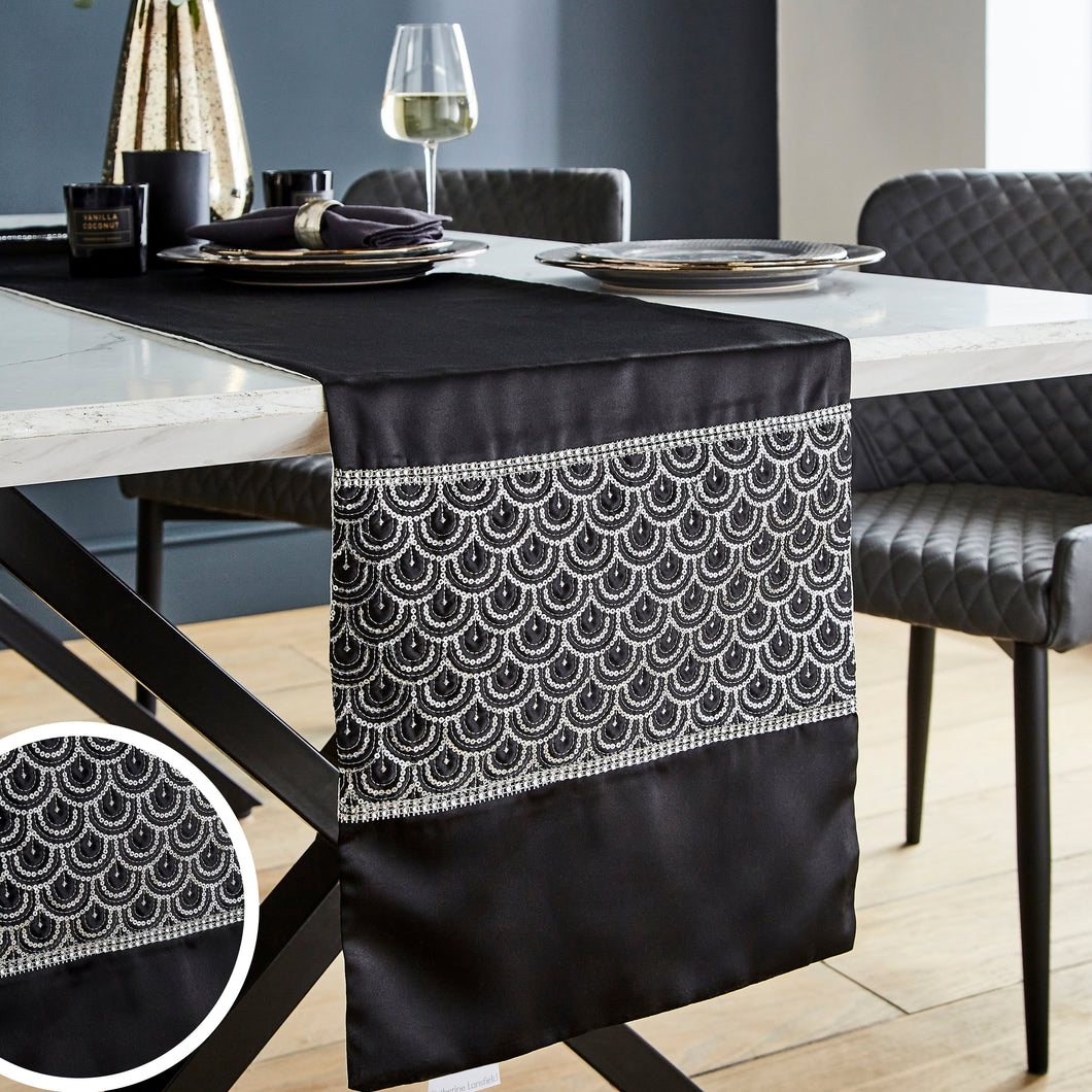 Deco Sequin Table Runner (Black)