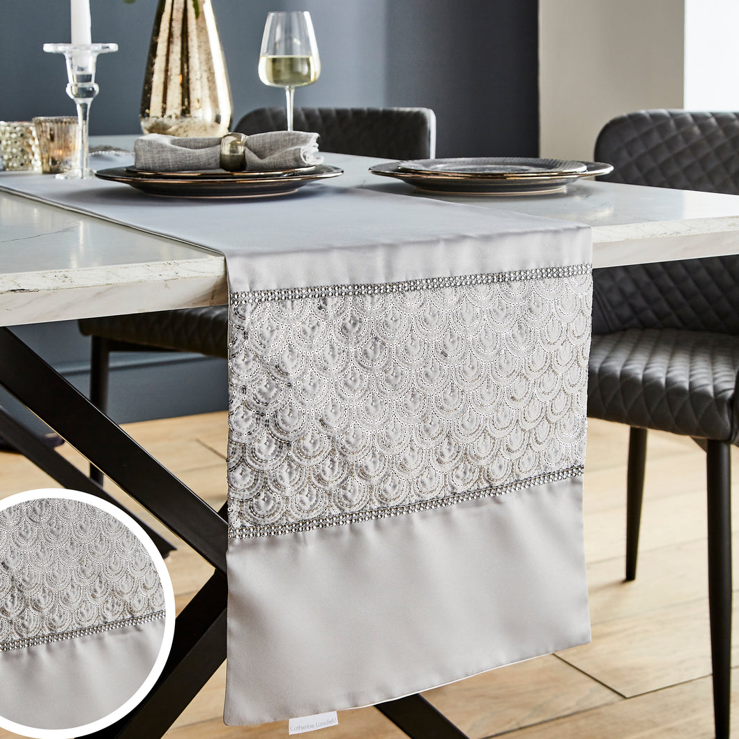Deco Sequin Table Runner (Silver)