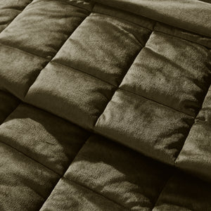 Kingsley Matt Velvet Bedspread - Olive Green