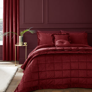 Kingsley Matt Velvet Bedspread - Raspberry