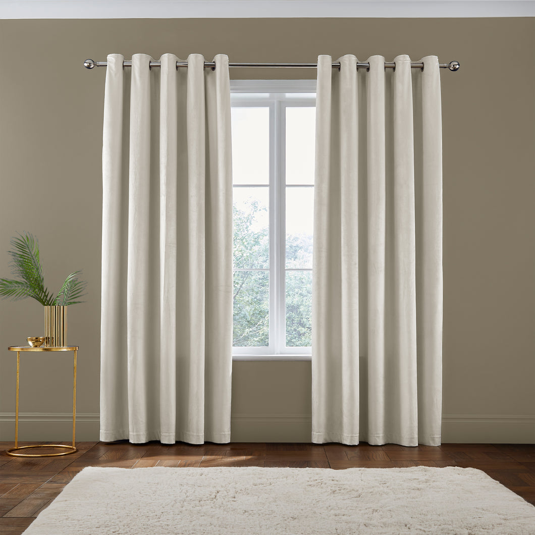 Kingsley Matt Velvet Curtains - Cream