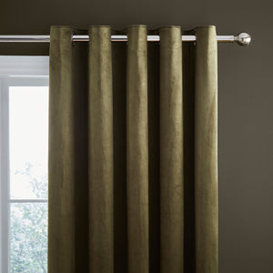 Kingsley Matt Velvet Curtains - Olive Green