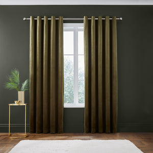 Kingsley Matt Velvet Curtains - Olive Green
