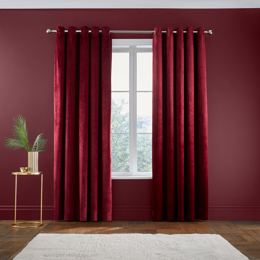 Kingsley Matt Velvet Curtains - Raspberry