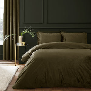 Kingsley Matt Velvet Duvet Set - Olive Green