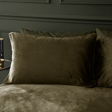 Load image into Gallery viewer, Kingsley Matt Velvet Duvet Set - Olive Green
