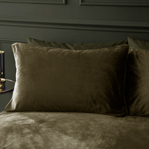 Kingsley Matt Velvet Duvet Set - Olive Green