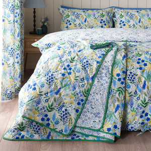 Tilly Floral Bedspread - Blue