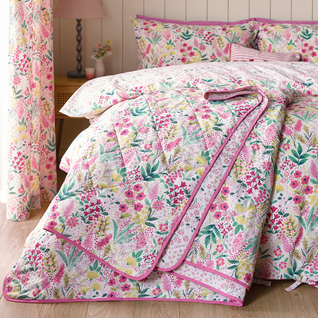 Tilly Floral Bedspread - Pink