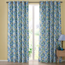 Load image into Gallery viewer, Tilly Floral Blue Eyelet Curtains
