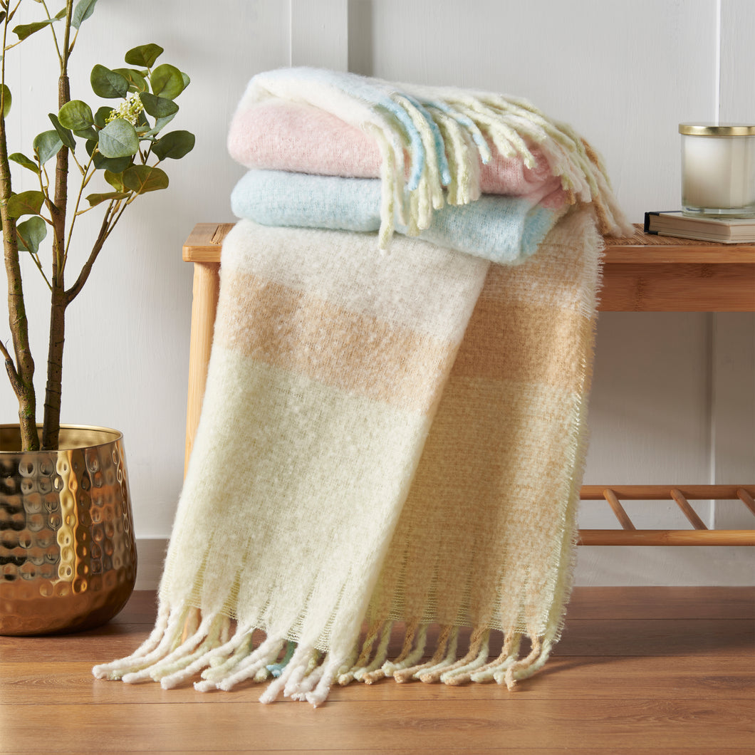 Faux Mohair Check Throw