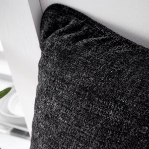 Wilson Plain Chenille Filled Cushion - Black