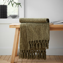 Load image into Gallery viewer, Wilson Plain Chenille Throw - Olive
