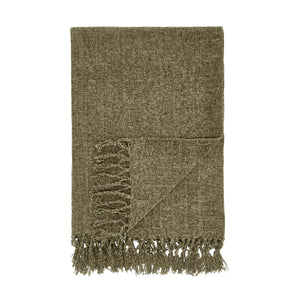 Wilson Plain Chenille Throw - Olive
