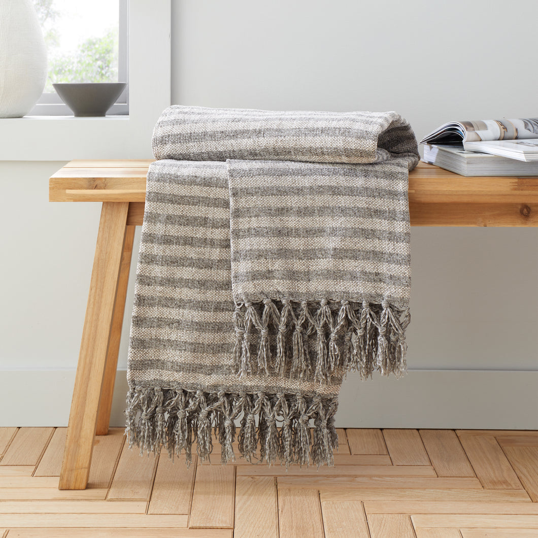 Stripe Chenille Throw - Grey