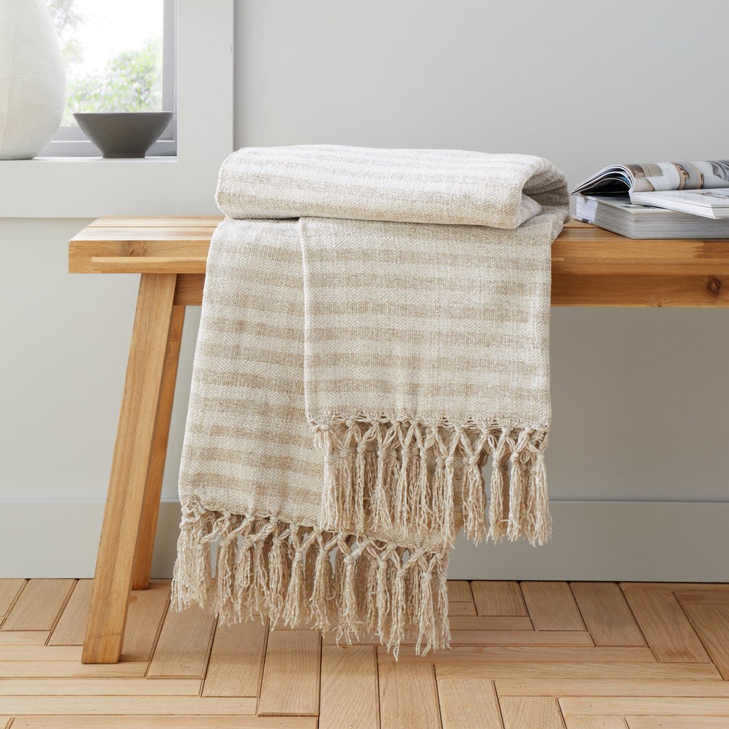 Stripe Chenille Throw - Natural