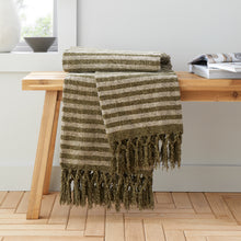 Load image into Gallery viewer, Stripe Chenille Throw - Olive Green

