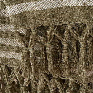 Stripe Chenille Throw - Olive Green
