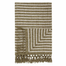 Load image into Gallery viewer, Stripe Chenille Throw - Olive Green

